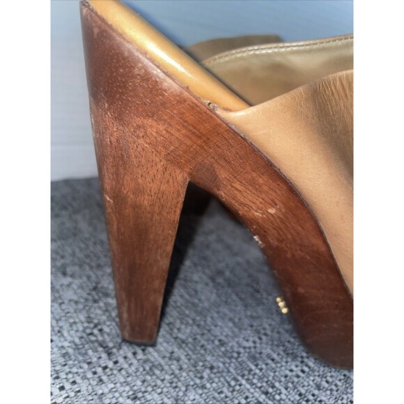 Diane Von Furstenberg DVF Mule 8.5 Leather Peep Toe Platform Chunky Boho Retro - Picture 4 of 16